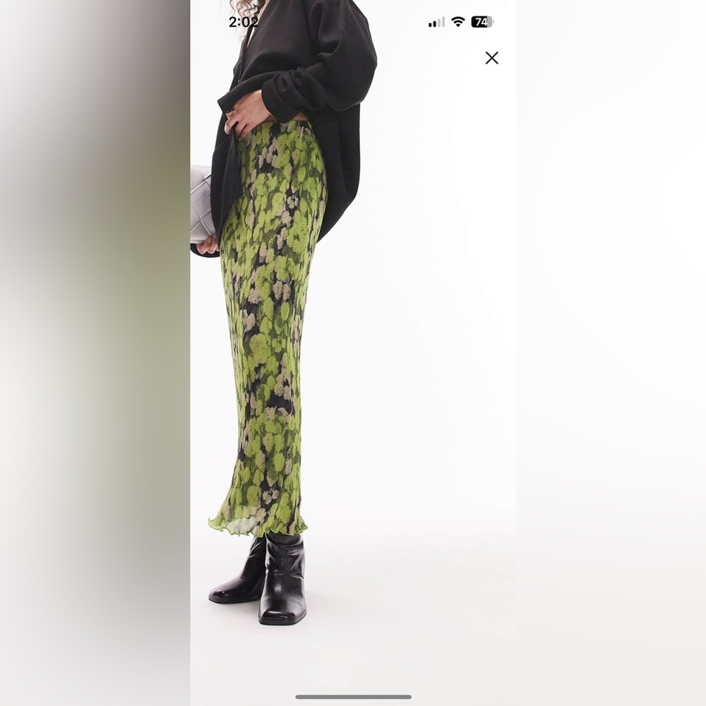 Topshop NWT Pliss Floral Midi Skirt